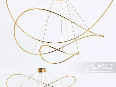 Modern Luxury Sculptural Gold Ribbon Pendant Light 3D model