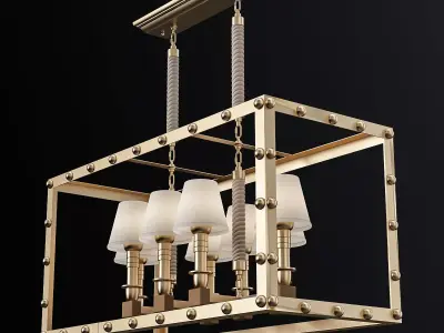 LOFT1176 brass light fixture with shades 3D model