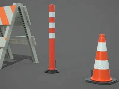 Traffic Barriers Free low-poly 3D model