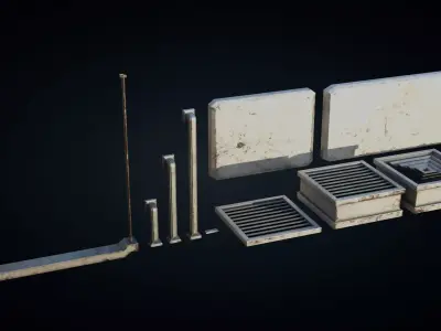Roof Ducts Pack - Optimized Game Ready 3D Models Low-poly 3D model