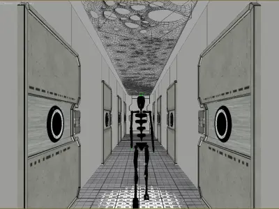 Animated Sci-Fi Corridor  Low-poly 3D model