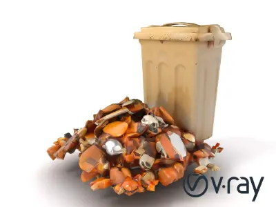 Trash Pile and Bin Debris Scene model pack Low-poly 3D model