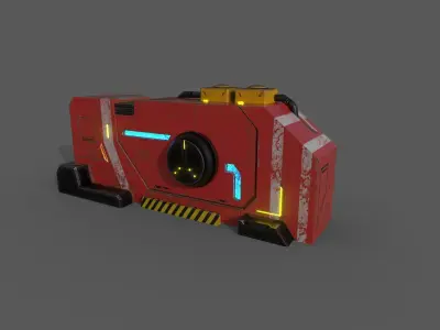 Futuristic container - openable Low-poly 3D model