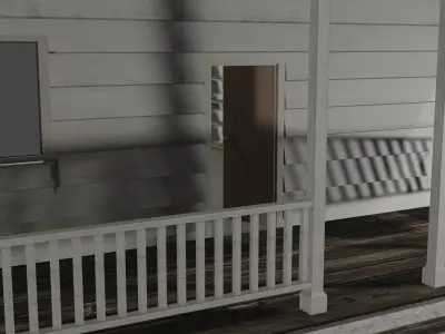 Old house with interior Low-poly 3D model