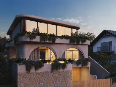 Exterior villa rendering Low-poly 3D model