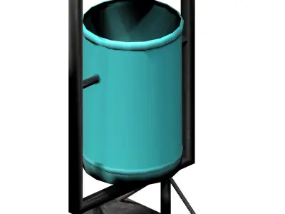 Turquoise circular cage type trash can with tap cover Low-poly 3D model