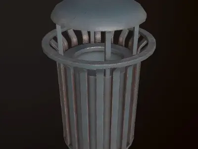 City Trash Can - PBR Game Ready Low-poly 3D model