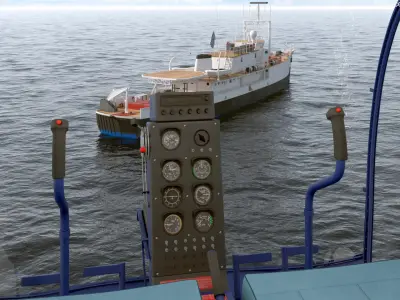  Research Vessel with Helicopter 