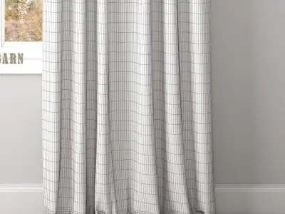 TEXTURED COTTON TAB-TOP DRAPE-Pottery Bar 3D model