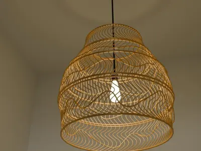 Bamboo weaved Hanging Light 3D model