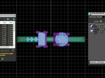 Solitaire Women Light Weight Baguette Round Stone Band Ring 3D print model