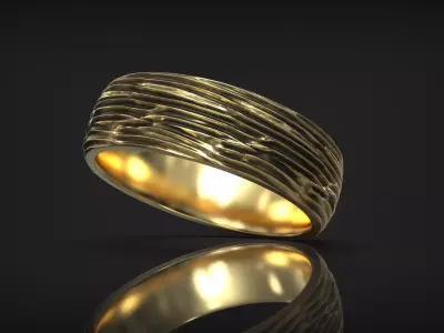 Tree Bark Ring Wooden Nature Wedding Band 3D print model