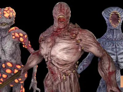 Sci Fi Line With Creatures Low-poly 3D model