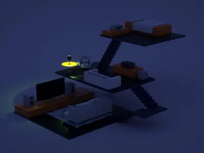 3D interior isometric home  3D model