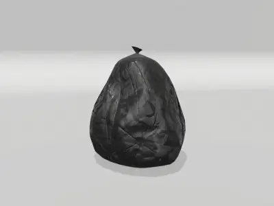 Black Plastic Garbage Bag Low-poly 3D model