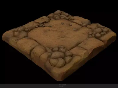 Stylized Stone and Dirt Floor Game Ready - AI Low-poly 3D model