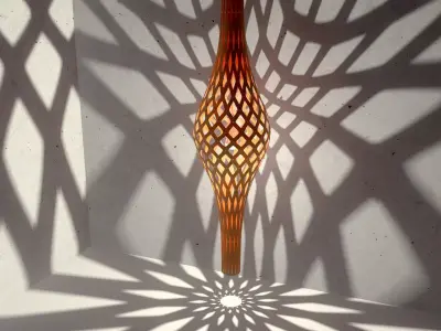 Nikau wooden lamp with design 3D model