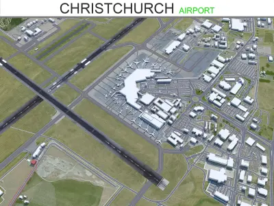 Christchurch Airport 10km Low-poly 3D model