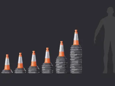 Traffic Cone Stack 50cm Low-poly 3D model