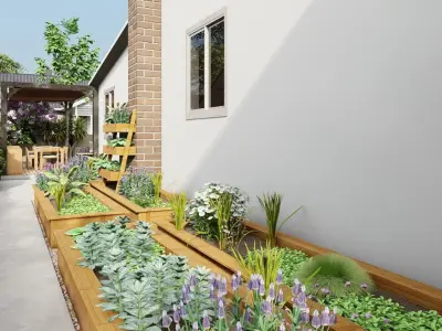 3D Exterior Scene 3D model design garden and landscape 3D  3D model