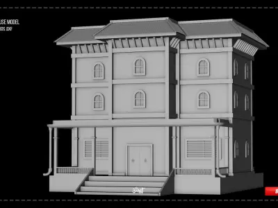 Nepali Architecture House 3D Model 3D model