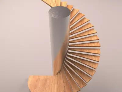 Stairs wooden spiral staircase 3D model