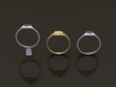 Dainty Thin Signet Ring Hexagon Mix Size 3D print model
