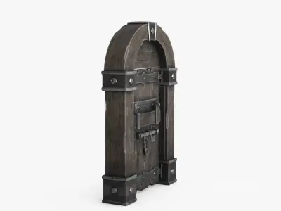 Old Wood Door v2 Low-poly 3D model