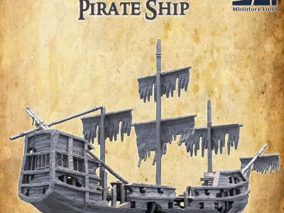 Ruined Pirate Ship Tabletop Terrain 28 MM 3D print model