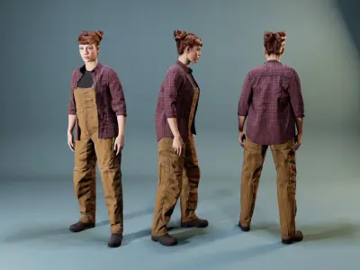 Workwear Outfit Pack  MetaHuman Clothing Low-poly 3D model