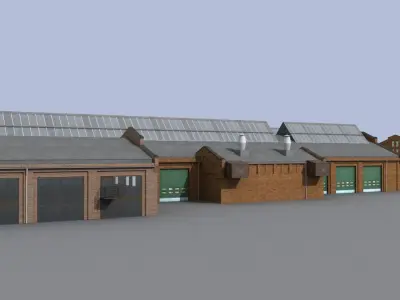 Old european factory complex 3D model