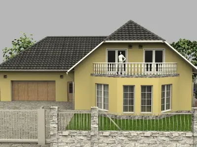 Family house with garage 3D model
