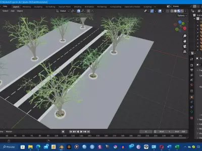 Road with trees 3D model
