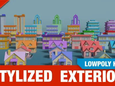 Stylized exterior lowpoly house  Low-poly 3D model
