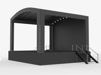 Music Stage Platform with Stairs 3D model