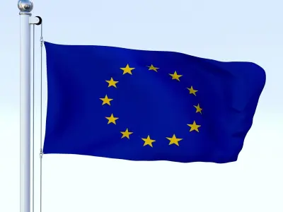 Animated European Union Flag Low-poly 3D model