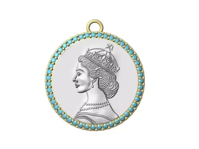 Queen Sculpture Coin Pendant Design File 3D print model