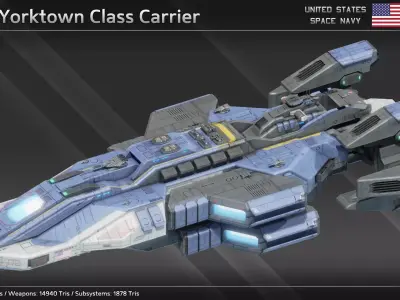 USSN Yorktown Class Carrier Low-poly 3D model