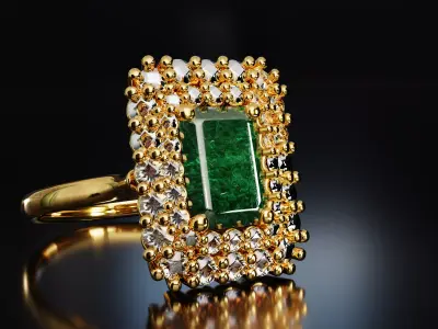 Mughal Emerald Ring 3D model