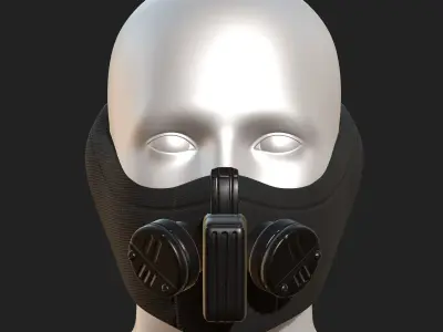 Gas mask respirator PBR textures low poly  Low-poly 3D model