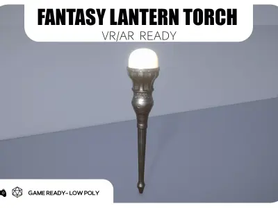 Fantasy lantern torch - game ready Low-poly 3D model
