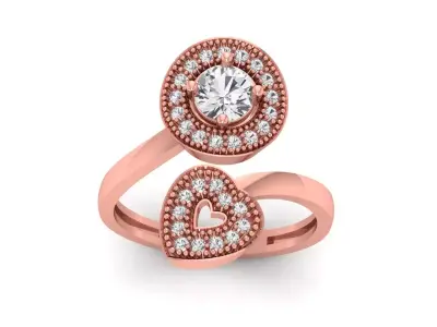 Solitaire Wedding Engagement Women Light Weight Bypass Rings 3D print model 2