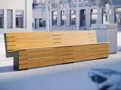 Bench with wooden panels 3D model