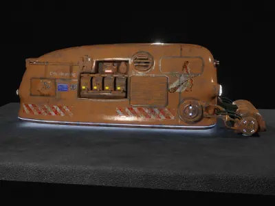 Sci Fi Street Sweeper Robot Low-poly 3D model