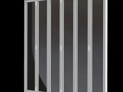 Window set sliding glass door 3D model