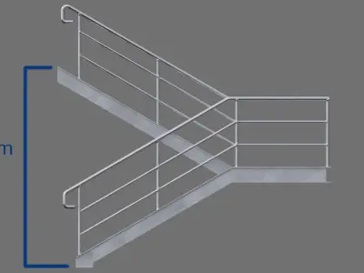 Stair 1D Low-poly 3D model