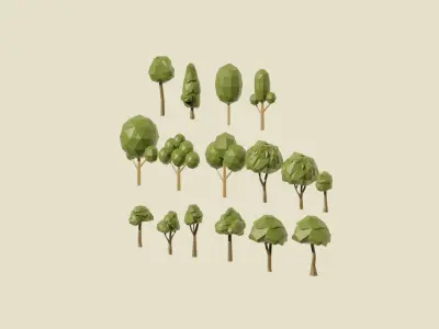 Low Poly Simple Trees Low-poly 3D model