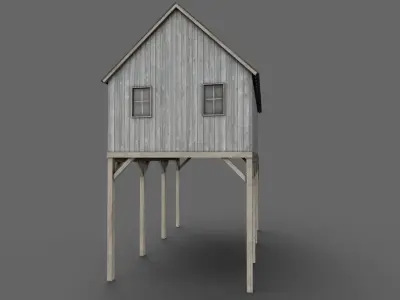 Suspended Barn Low-poly 3D model