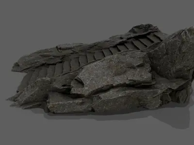 Stairs set of made out of rocks Low-poly 3D model