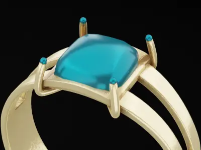 Blue Pendant Ring Low-poly 3D model